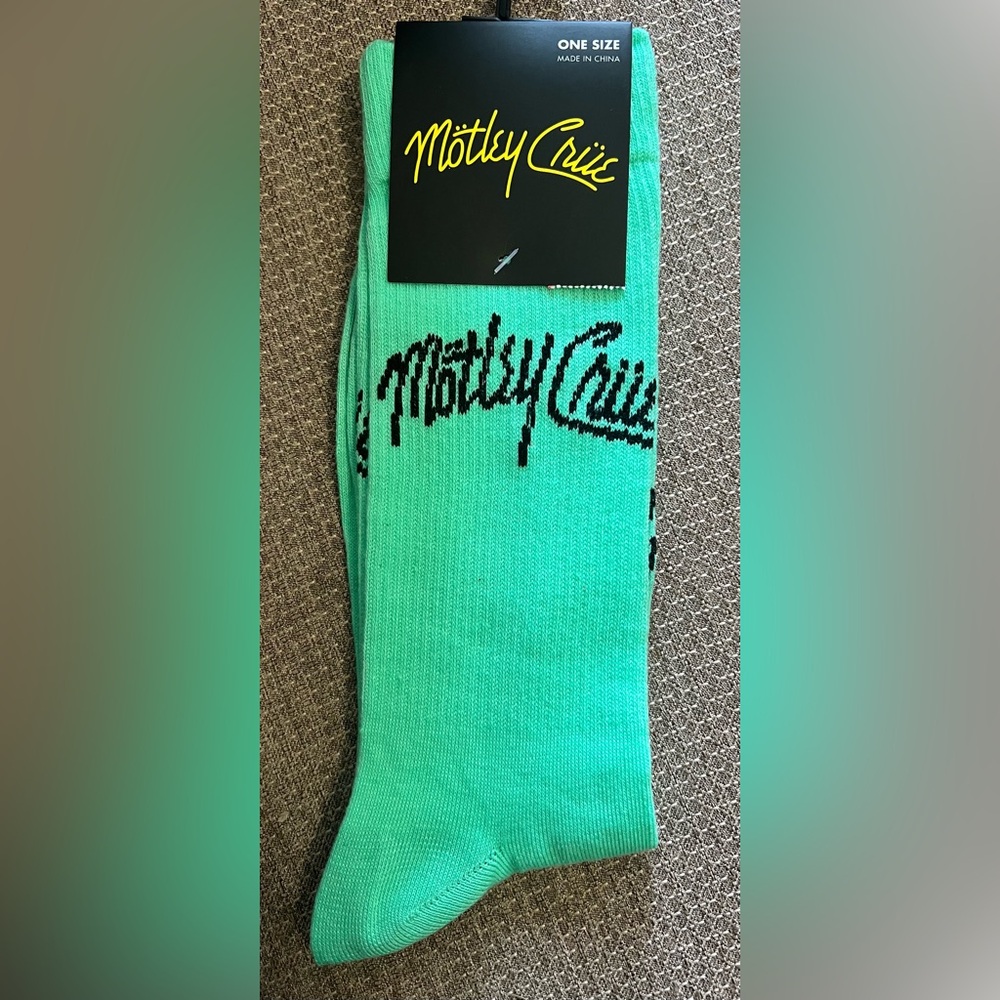 Motley Crue Green Crew Socks One Size NWT